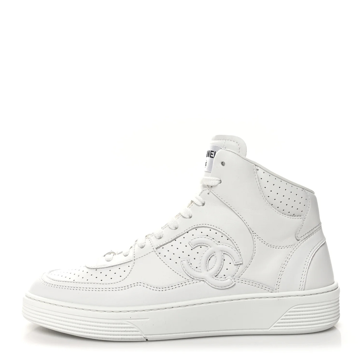 Calfskin CC High Top Sneaker 40 White | FASHIONPHILE (US)