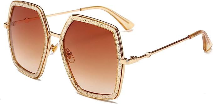 YESPER Oversized Square Sunglasses for Women Vintage Hexagon Brand Inspired Designer Fashion Styl... | Amazon (US)