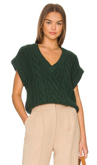 Eva Cable Vest in Rosemary | Revolve Clothing (Global)