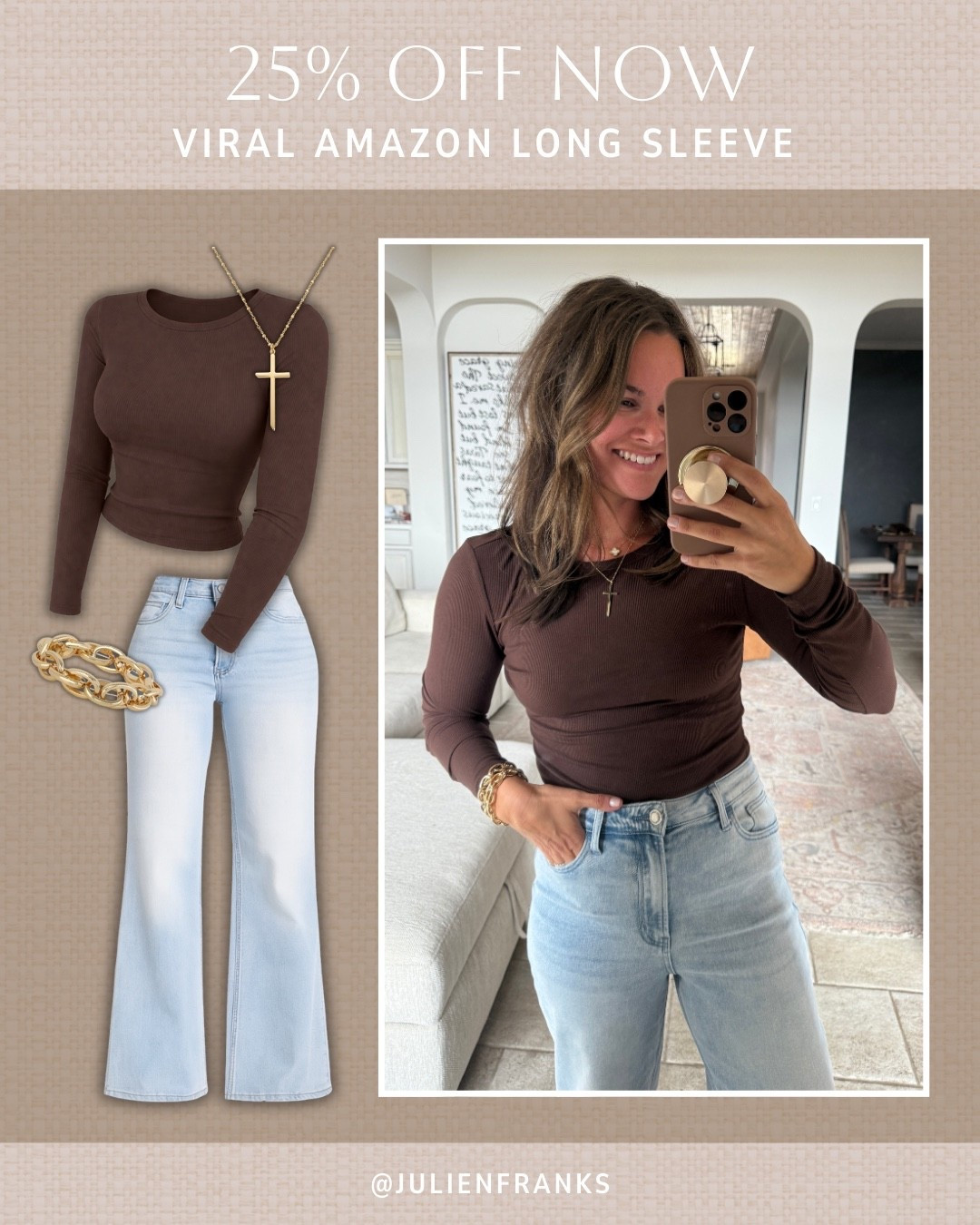 My favorite viral long sleeve from Amazon is currently 25% off! 😍 I love layering this for cold-weather outfits, or wearing it by itself with jeans for a put-together, casual look. 

#amazonfinds #longsleeve #everydayoutfit #casualoutfit #salealert #jeans #denim #goldjewelry #styleinspo #closetstaples #closetessentials#LTKFindsUnder50 

#LTKSeasonal #LTKSaleAlert