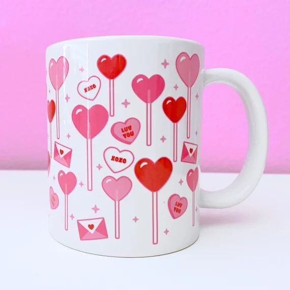 Valentine's Day Mug - Lollipops Candy Love Letters | Etsy (US)