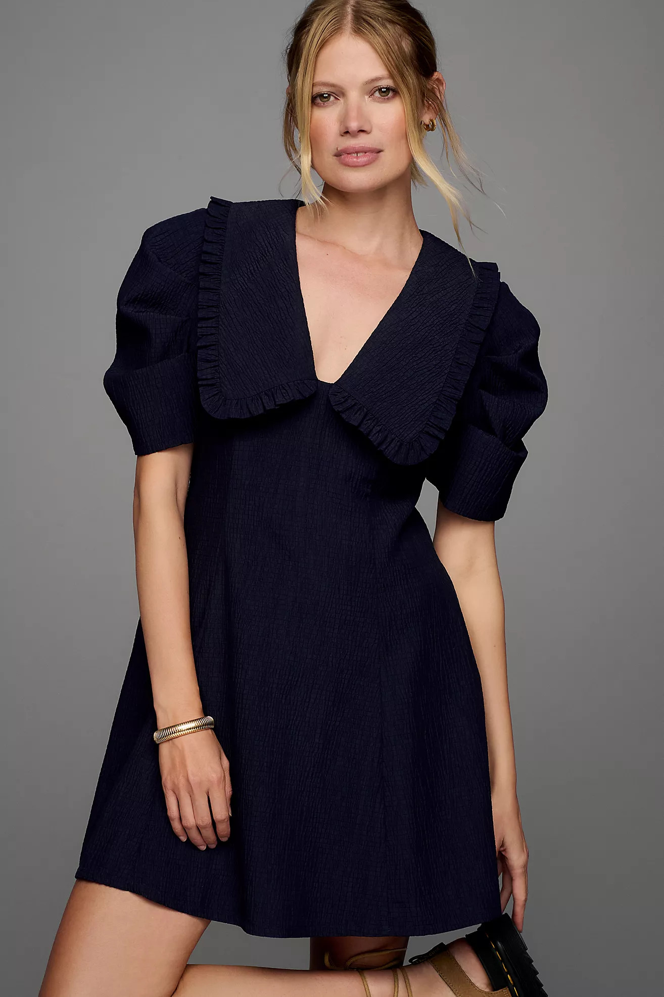 By Anthropologie Short-Sleeve Collared Printed Mini Dress | Anthropologie (US)