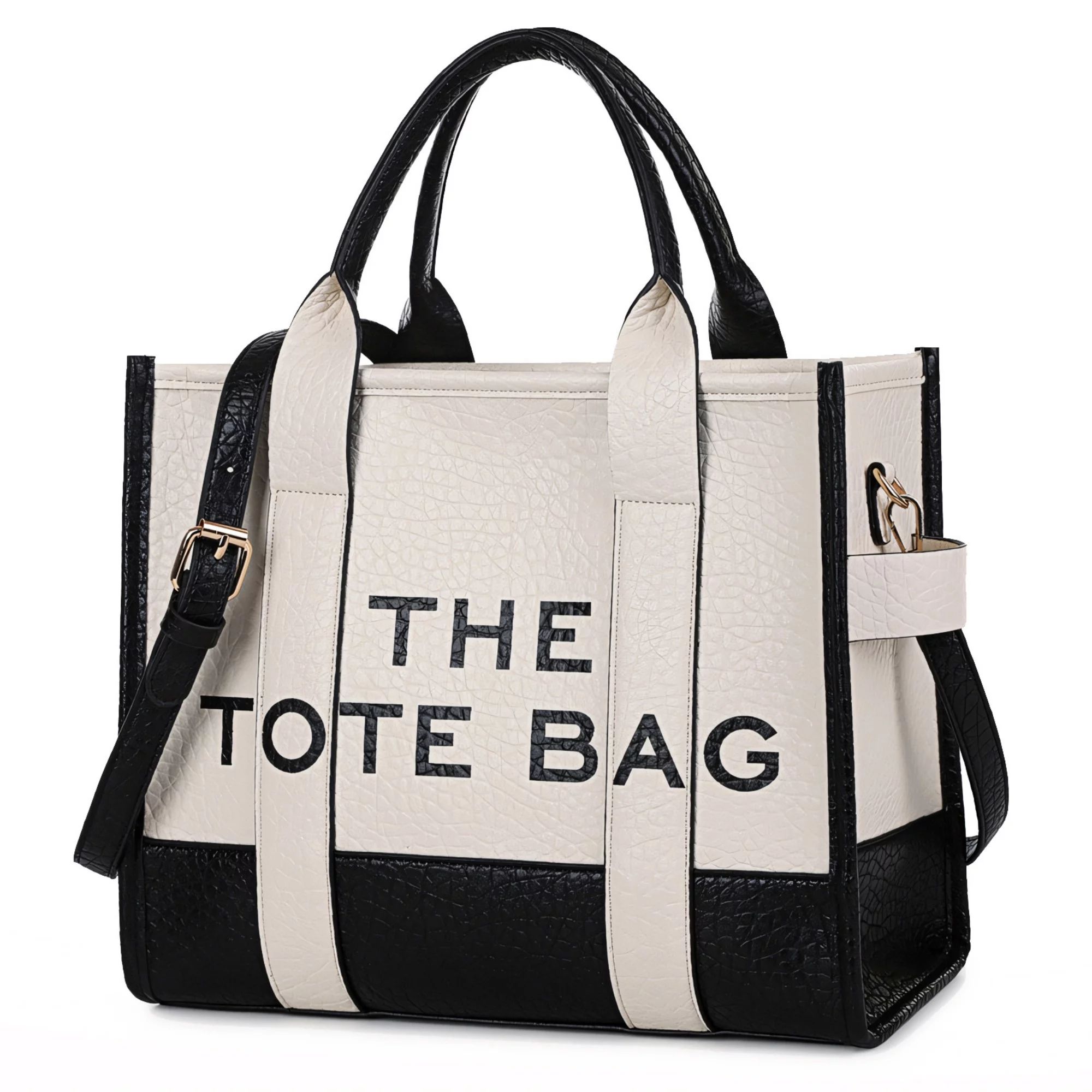 GYUEE Tote Bags,Leather White Leisure Bags with Zipper,Medium Shopping School Handbags for Women ... | Walmart (US)