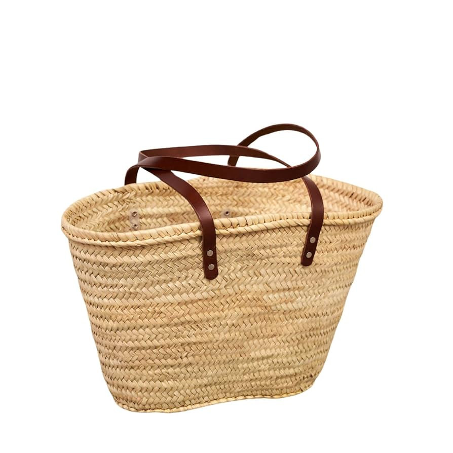 Cestería Aparici – Capazo de Palma Natural Hecho a Mano con Asas de Vaquetilla en Bandolera Ma... | Amazon (ES)