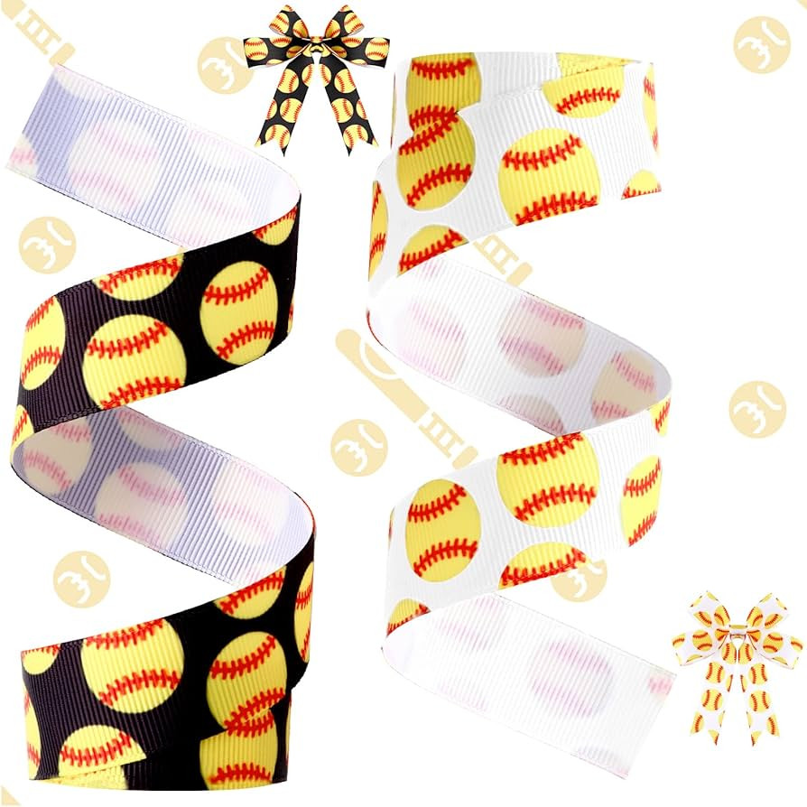 2 Rolls 10 Yards 7/8 Inches Wide Basketball Softball Ribbon for Crafts Basketball Softball Grosgr... | Amazon (US)