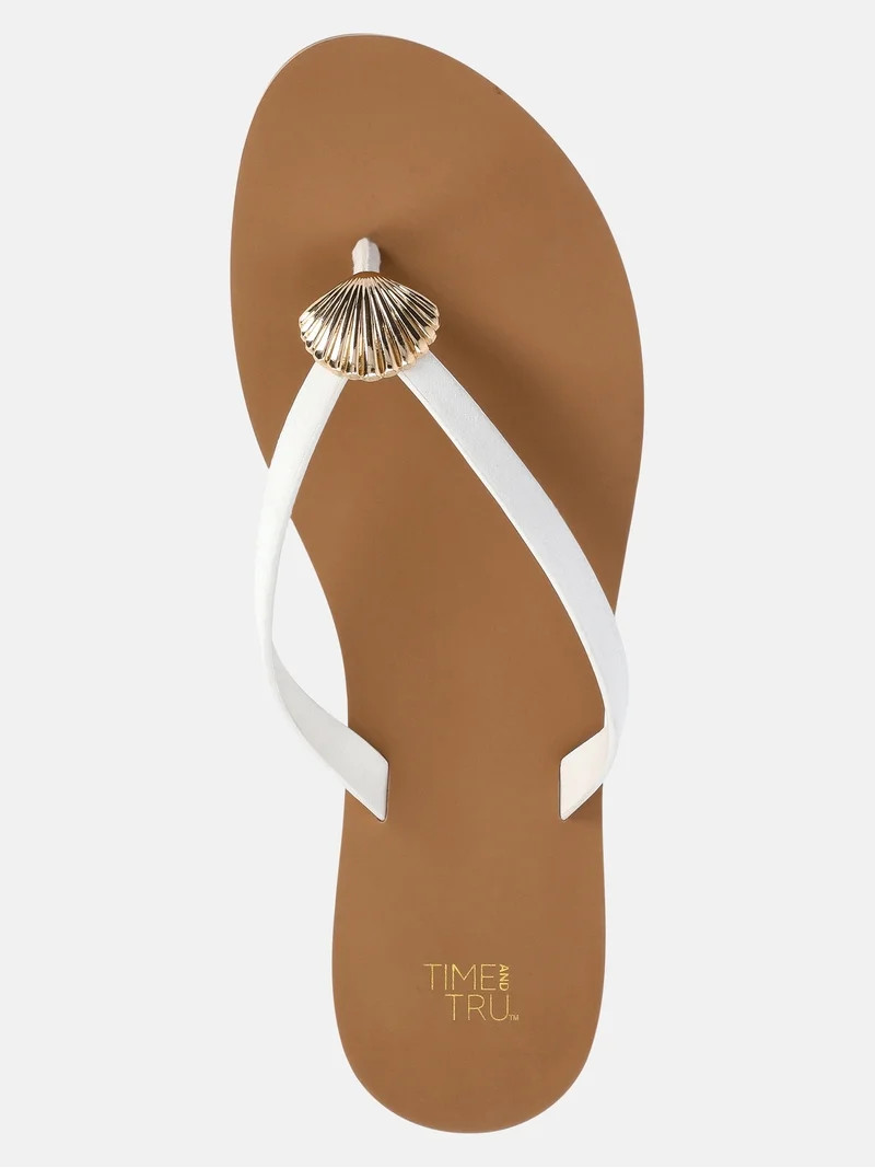 Time and Tru Women's Shell Ornament Thong Sandals | Walmart (US)