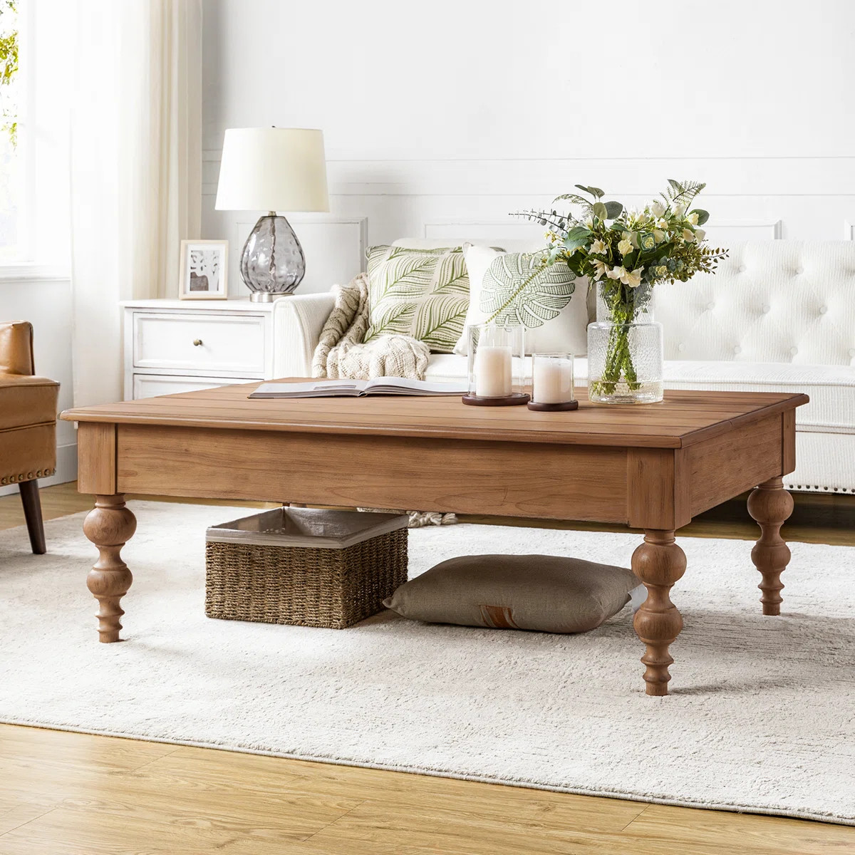 Aristidh 52"W Farmhouse Solid Wood Base Rectangular Lift Top Coffee Table with Storage | Wayfair North America