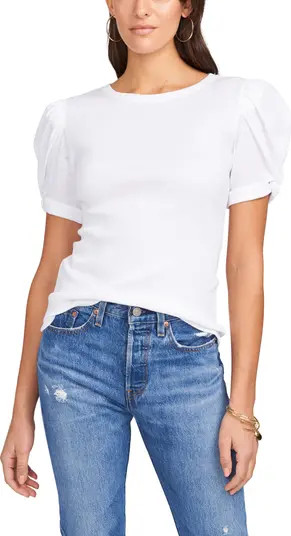 Puff Sleeve Rib Knit T-Shirt | Nordstrom
