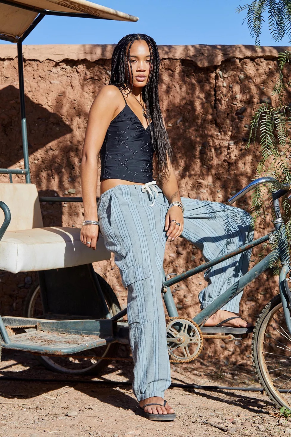 BDG Cody Striped Linen Cocoon Cargo Pant | Urban Outfitters (US and RoW)