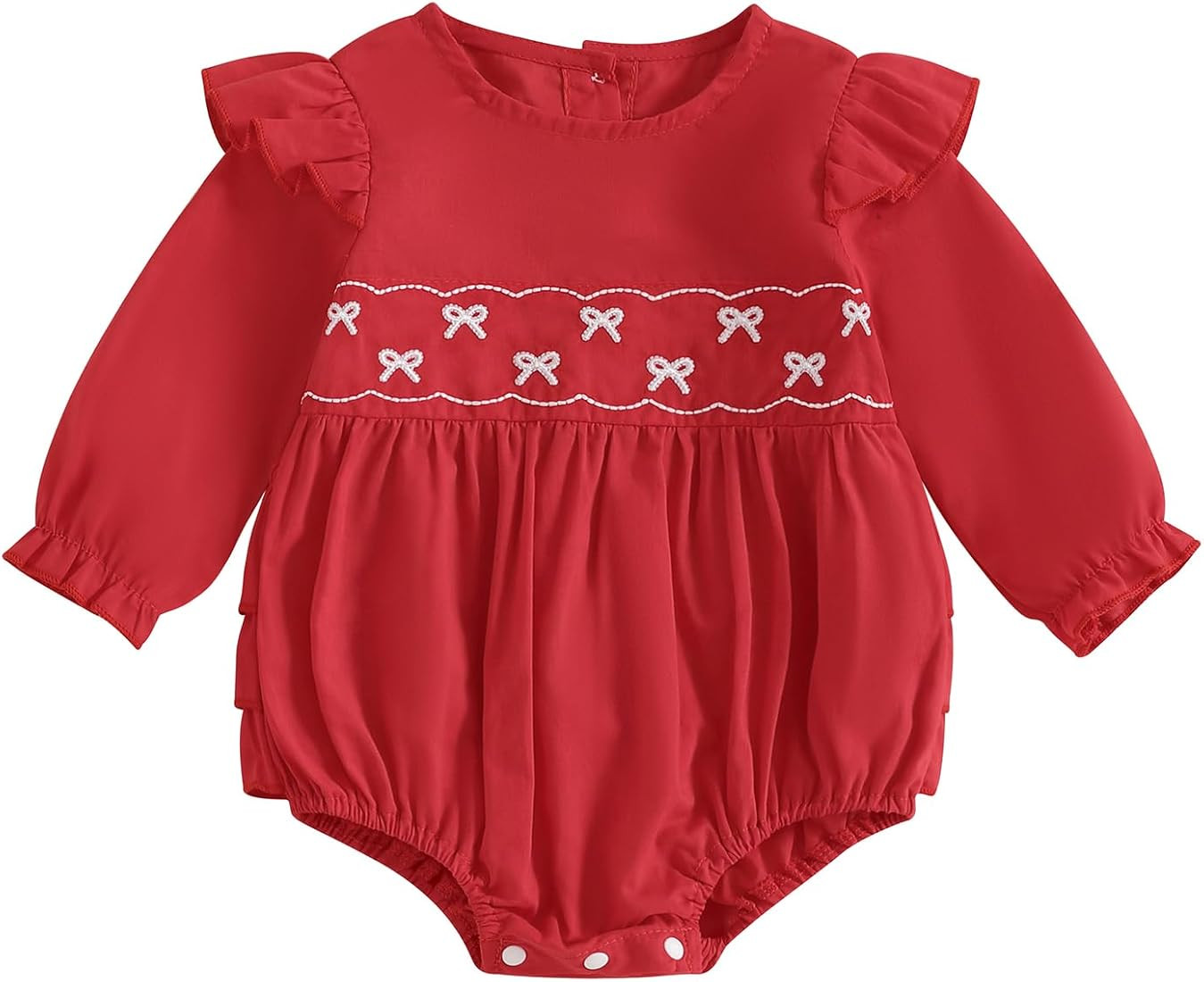 My First Valentines Day Baby Girl Outfit Newborn Heart Smocked Bubble Romper Bodysuit Cute Valent... | Amazon (US)
