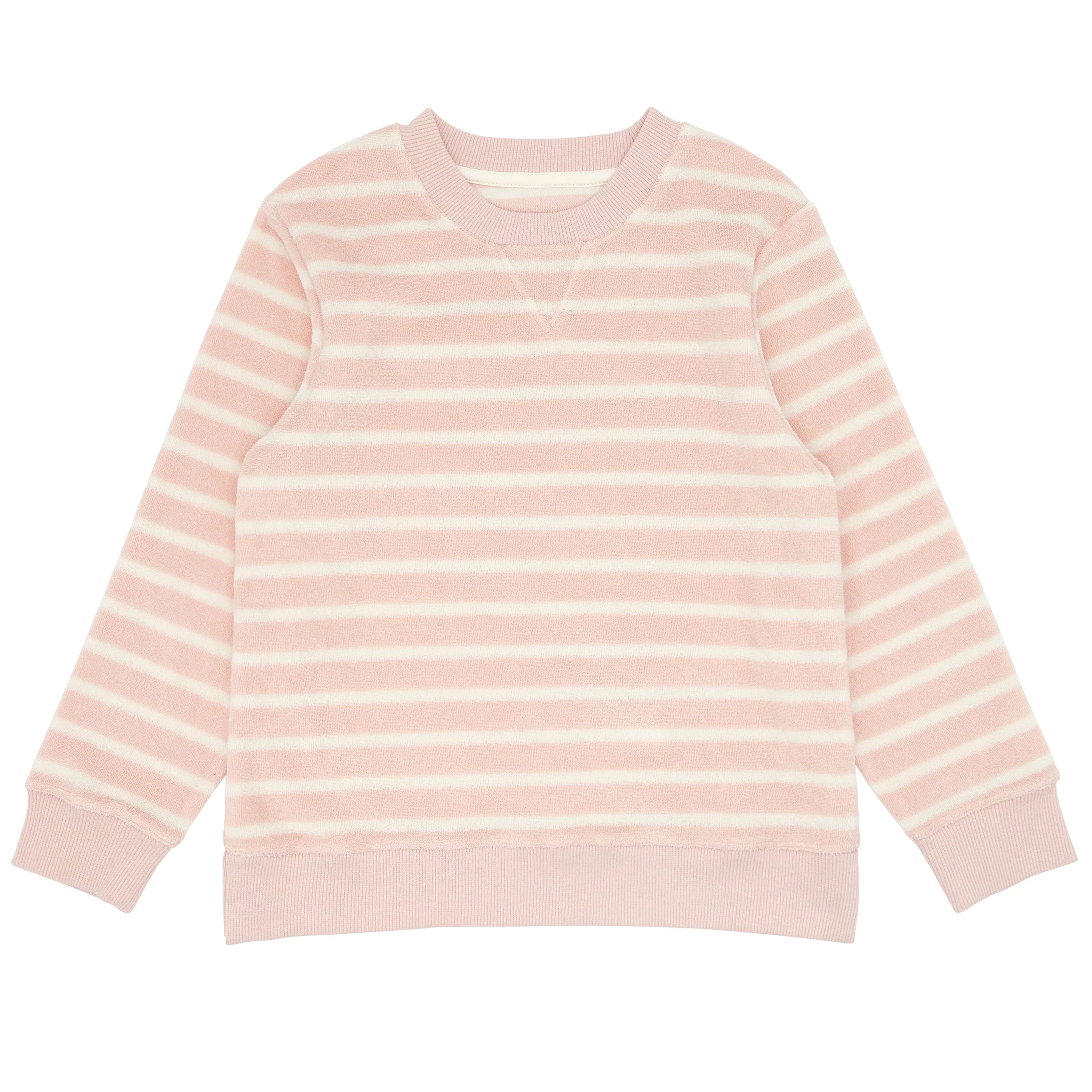 unisex pink and cream stripe terry sweatshirt | minnow