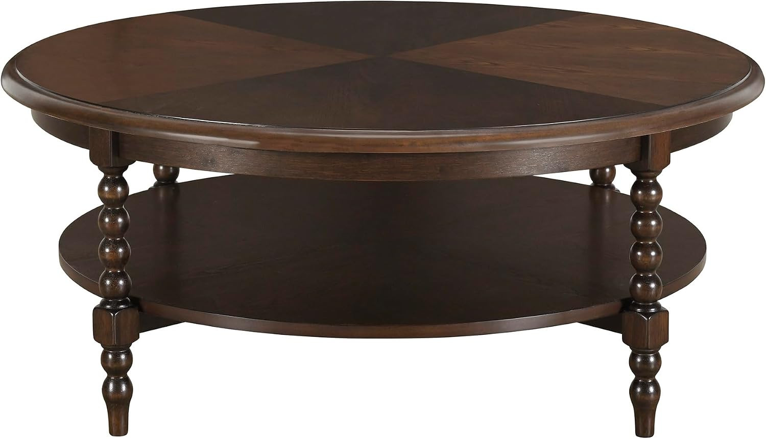 Martha Stewart Phillippe Round Lily Pond Collection, Coastal Coffee Shelving for Storage Cottage Inspired Living Room Table, 42" Wide, Brown | Amazon (US)