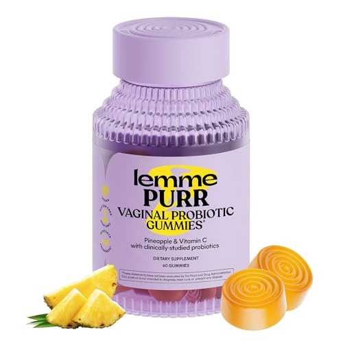 Lemme Purr Vaginal Probiotic Gummies for Women - Balanced pH, Healthy Odor, Yeast Balance & Flora Support + Vitamin C for Immune Health - Tasty Pineapple (60 Count) | Amazon (US)