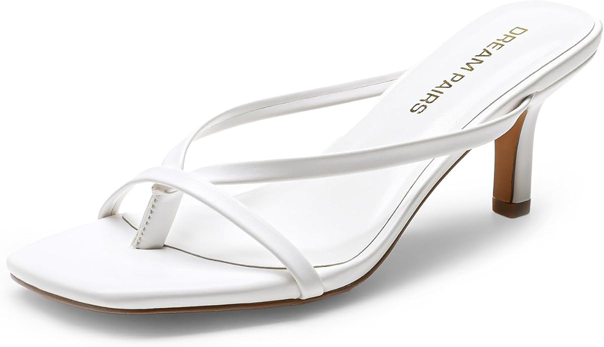 DREAM PAIRS Heels for Women Flip Flops Kitten Low Heels Open Square Toe Thong Heeled Sandals, Fas... | Amazon (US)