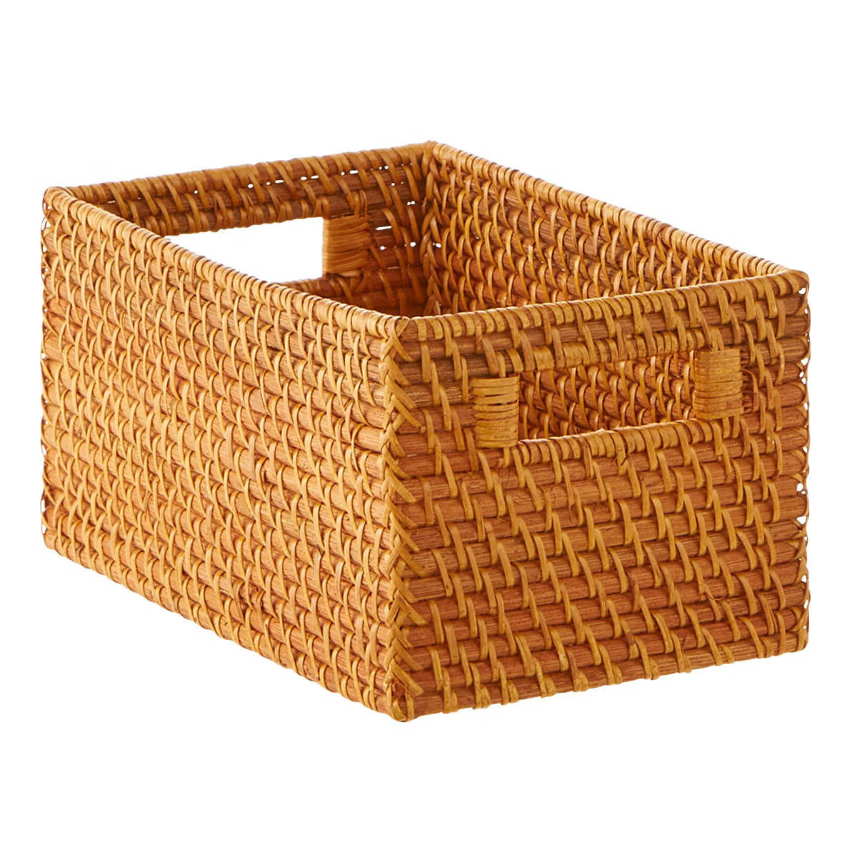 Small Rattan Bin w/ Handle Copper | The Container Store