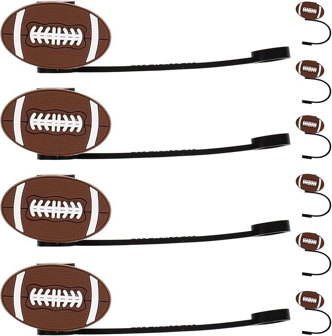 LOGOFUN 10Pcs Cute Straw Covers Reusable Drinking Straw Tips Lids Plastic Rugby Football Straw Ti... | Amazon (US)