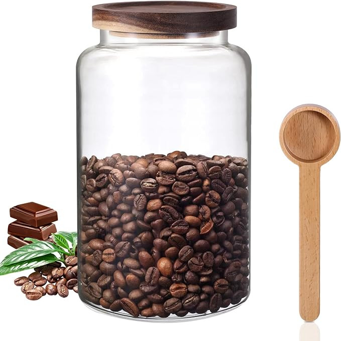 Large Glass Coffee Storage Jar with Lids Spoon Thicken Glass Coffee Canister Borosilicate Glass F... | Amazon (US)