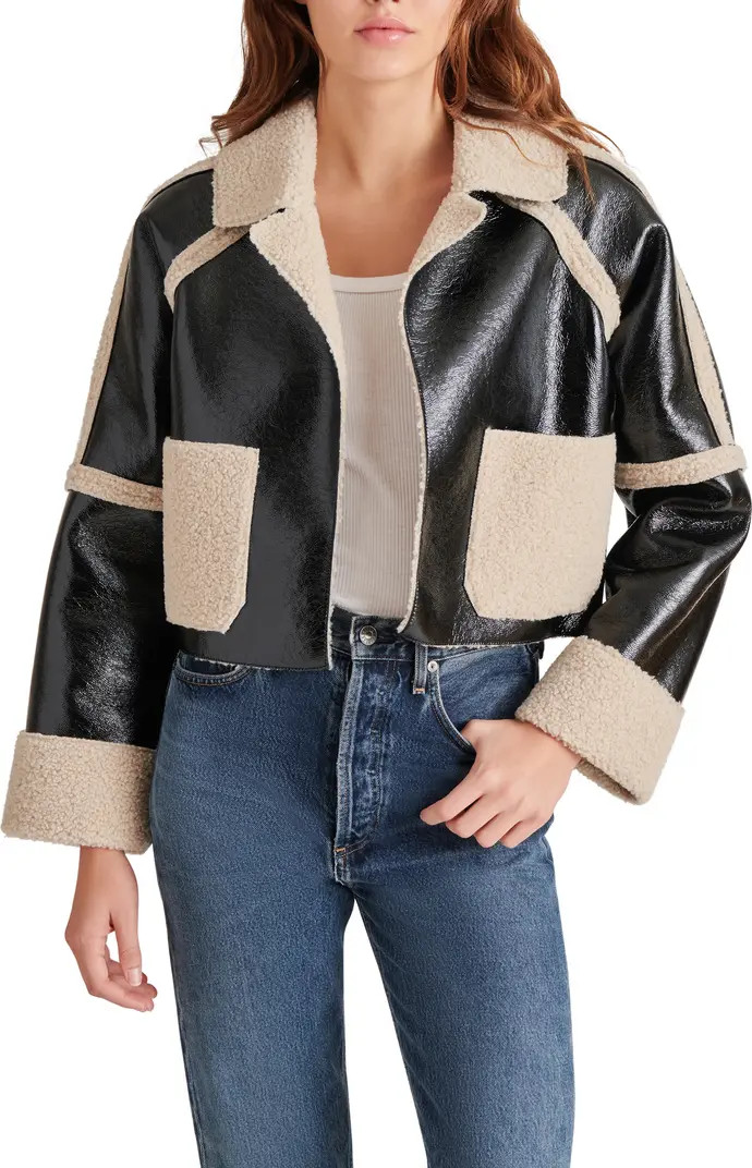 Faux Shearling Trim Faux Leather Jacket | Nordstrom Rack