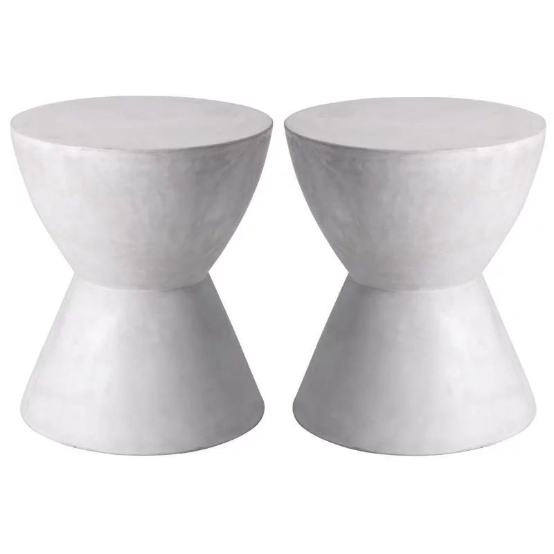 Home Square Logan 15" Round Contemporary Concrete End Table in White - Set of 2 | Walmart (US)