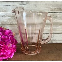 Vintage Pink Pitcher - 8 1/2"" Tall 50Oz. Very Heavy Glass | Etsy (US)