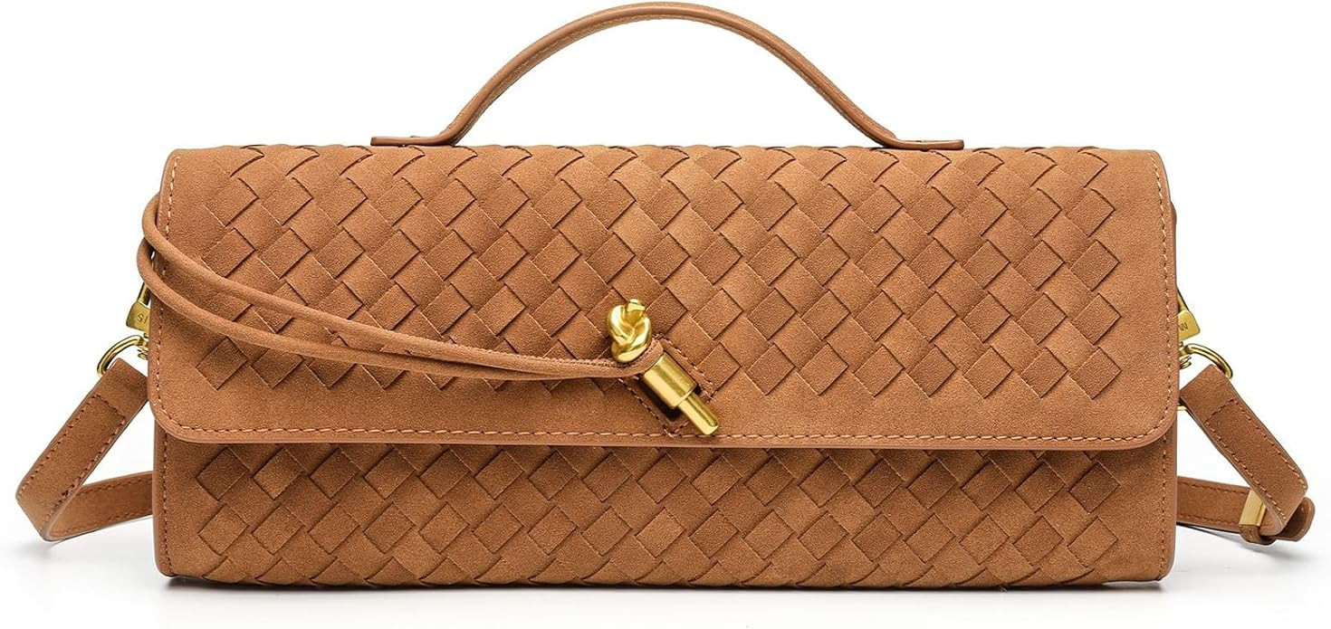 Suede Woven Clutch Purses for Women Formal 2025 Trendy Evening Bag Clutches Underarm Shoulder Han... | Amazon (US)