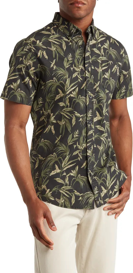 Brushstroke Tropics Poplin Short Sleeve Button-Down Shirt | Nordstrom Rack