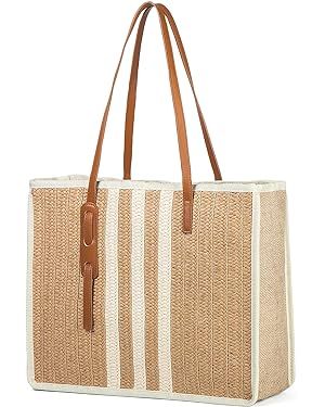 YIKOEE Large Straw Tote Bag: Summer Straw Handbags for Vacation | Amazon (US)