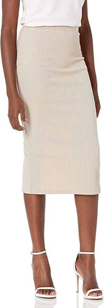 Amazon.com: SheIn Women's Basic Plain Stretchy Ribbed Knit Split Full Length Skirt Apricot Small ... | Amazon (US)