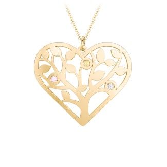 Heart Family Tree Mother's Necklace with 3-6 Birthstones | Jewlr