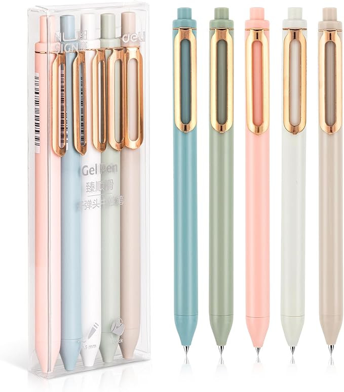 NUSIGN Gel Pens, 5 Pcs 0.5mm Retractable Quick Dry Black Ink Fine Point Rolling Ball Gel Pen, Smo... | Amazon (US)