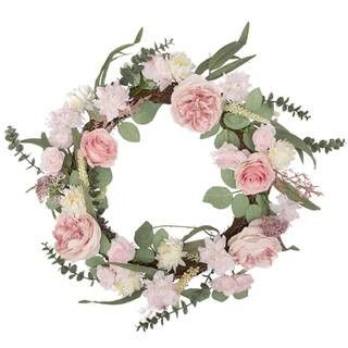 24" Pink Rose & Cream Rose Wreath by Ashland® | Wreaths | Michaels | Michaels Stores