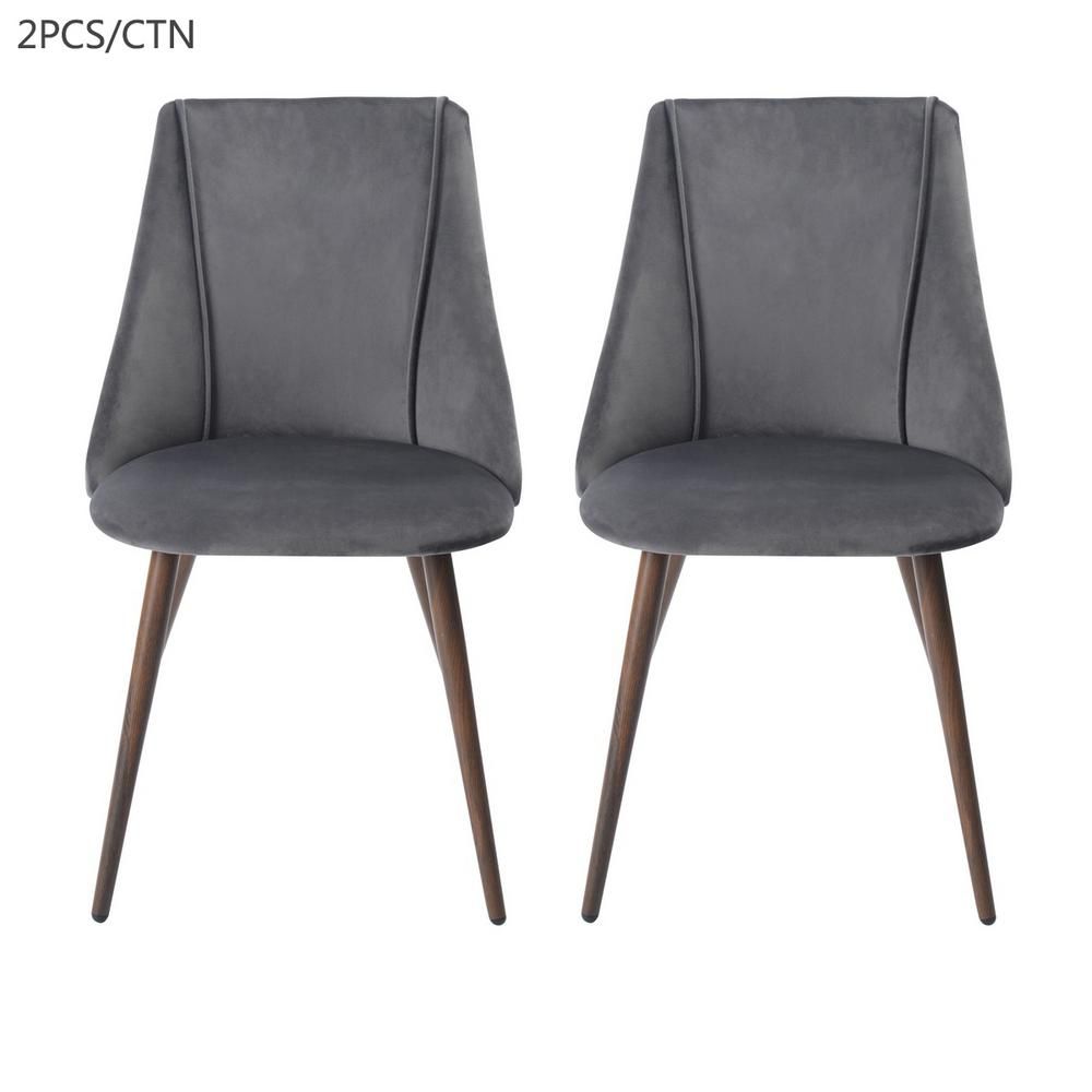 FurnitureR Smeg Grey Upholstered Dining Chair (Set of 2), Gray | The Home Depot