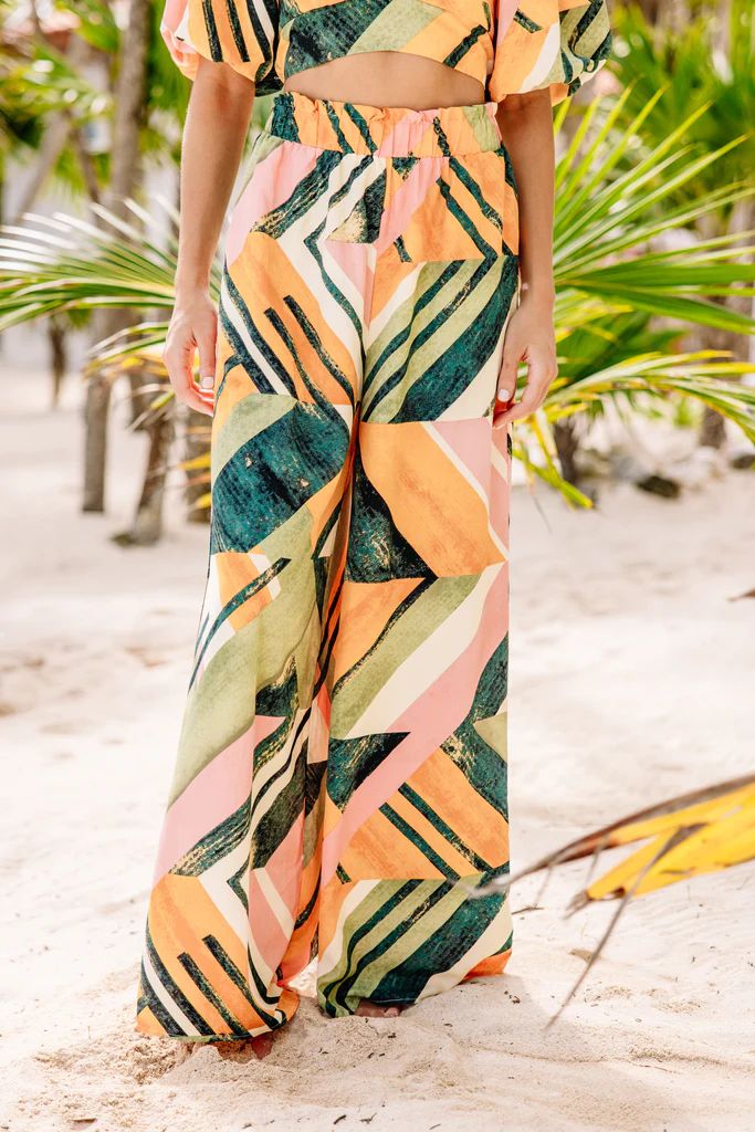 Vintage Resort Green Abstract Pants | The Mint Julep Boutique