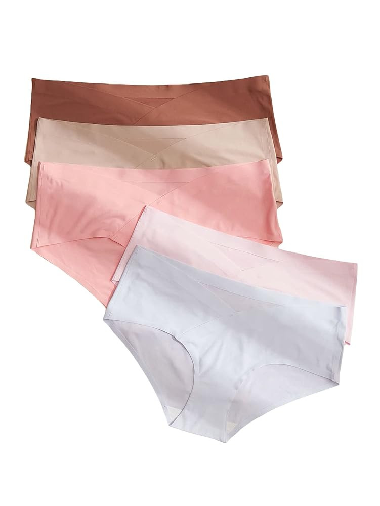 SHEWHE Women's Seanless Maternity Underwear Pregnancy Panties Breathable No Show Briefs 5 Pack | Amazon (US)