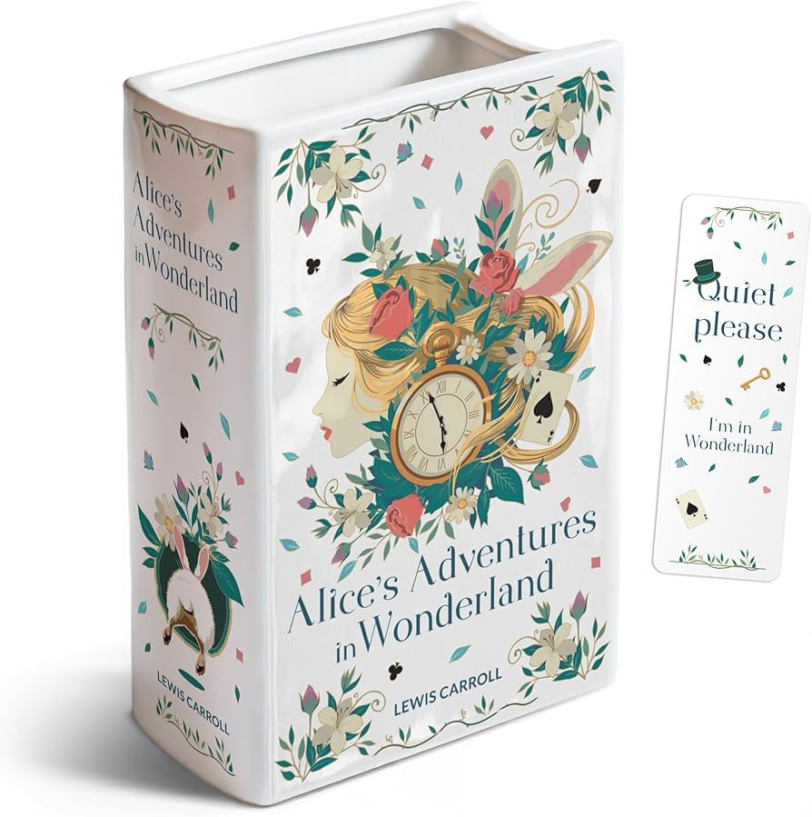 H&H Alice's Adventures in Wonderland Book Vase for Flowers + Bookmark - Lewis Carroll - Large Cer... | Amazon (US)