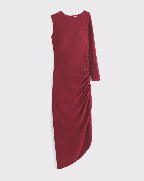 Women's One-Sleeve Draped Midi Dress | Women's Dresses & Jumpsuits | Abercrombie.com | Abercrombie & Fitch (US)