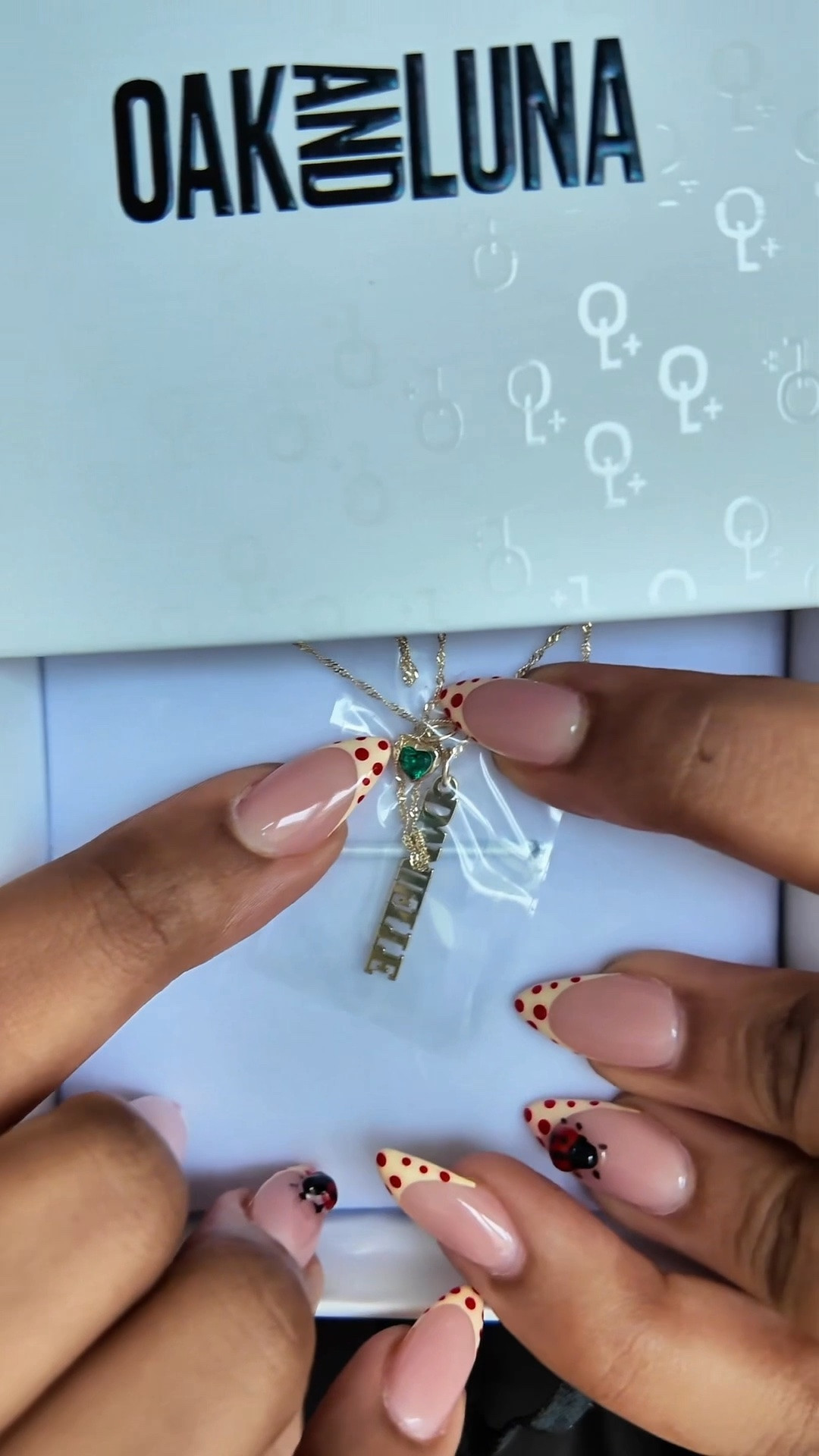 Such a great and personal gift to give! This one is 10 carat, solid gold with the emerald heart pendant. It also comes in white gold and silver, as well as Vermeil options. #oakandluna #custom #name for 
necklace cartoon

#LTKselfcare #LTKMothersDay #LTKdayinmylife