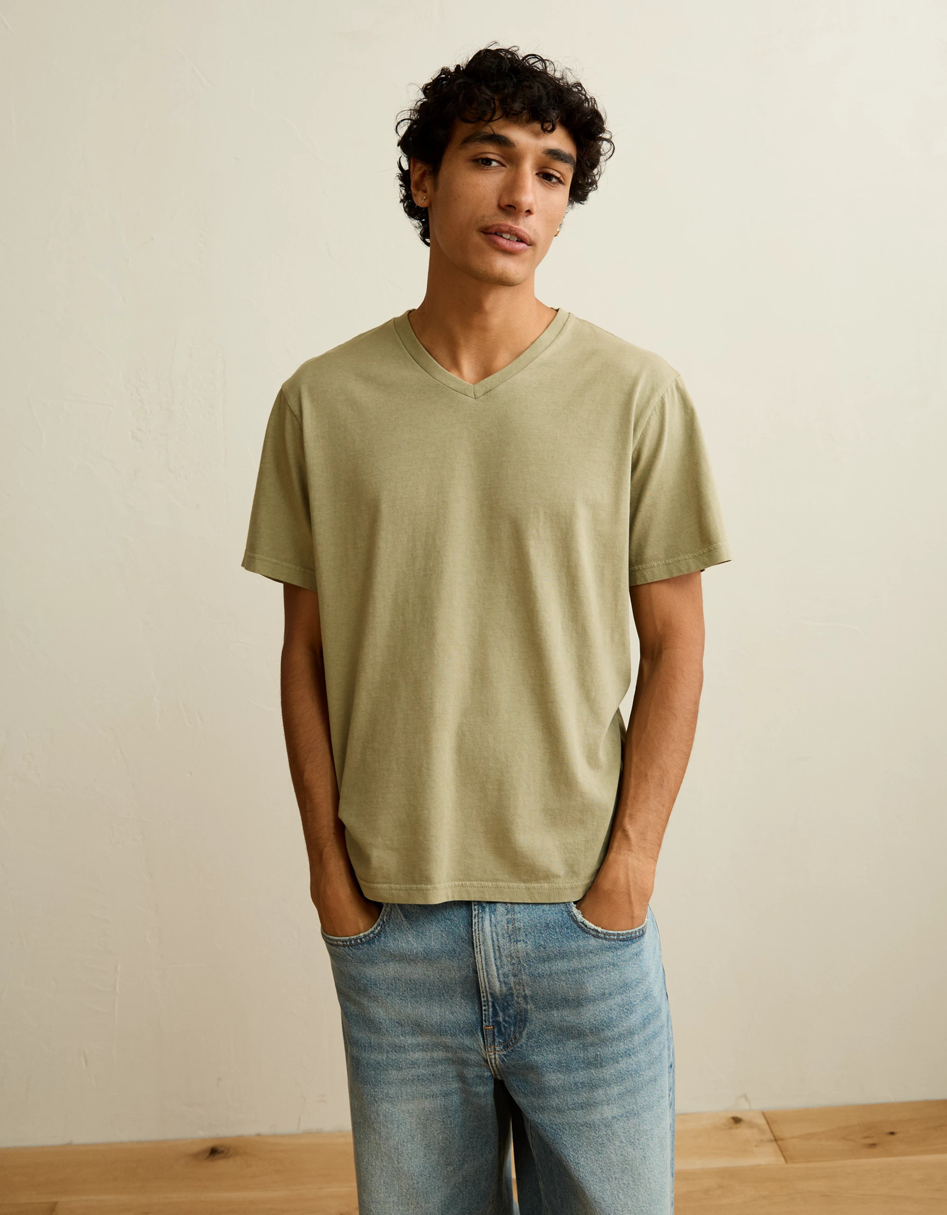 AE Standard Fit Lived-In V-Neck T-Shirt | American Eagle Outfitters (US & CA)