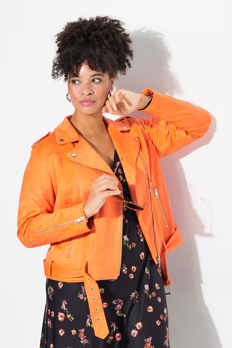 Velour biker jacket | Ulla Popken - US