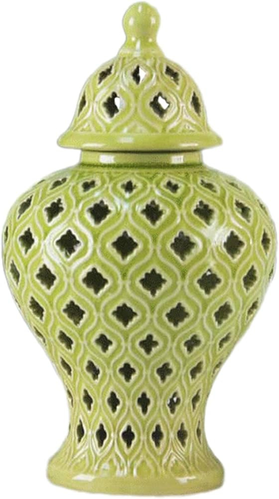 Ceramic Vase Jar Desktop Ornament Temple Jar Versatile Decorative with Lid 12.5x23cm for Table Ce... | Amazon (US)