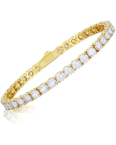 PAVOI 14K Gold Plated Cubic Zirconia Bangle Tennis Bracelets for Women | Classic Love Cuff Bangle... | Amazon (US)