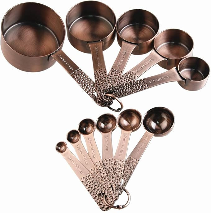 Copper Measuring Cups and Spoons Set, Metric & US Stainless Steel 5 Measuring Cups and 6 Measurin... | Amazon (US)