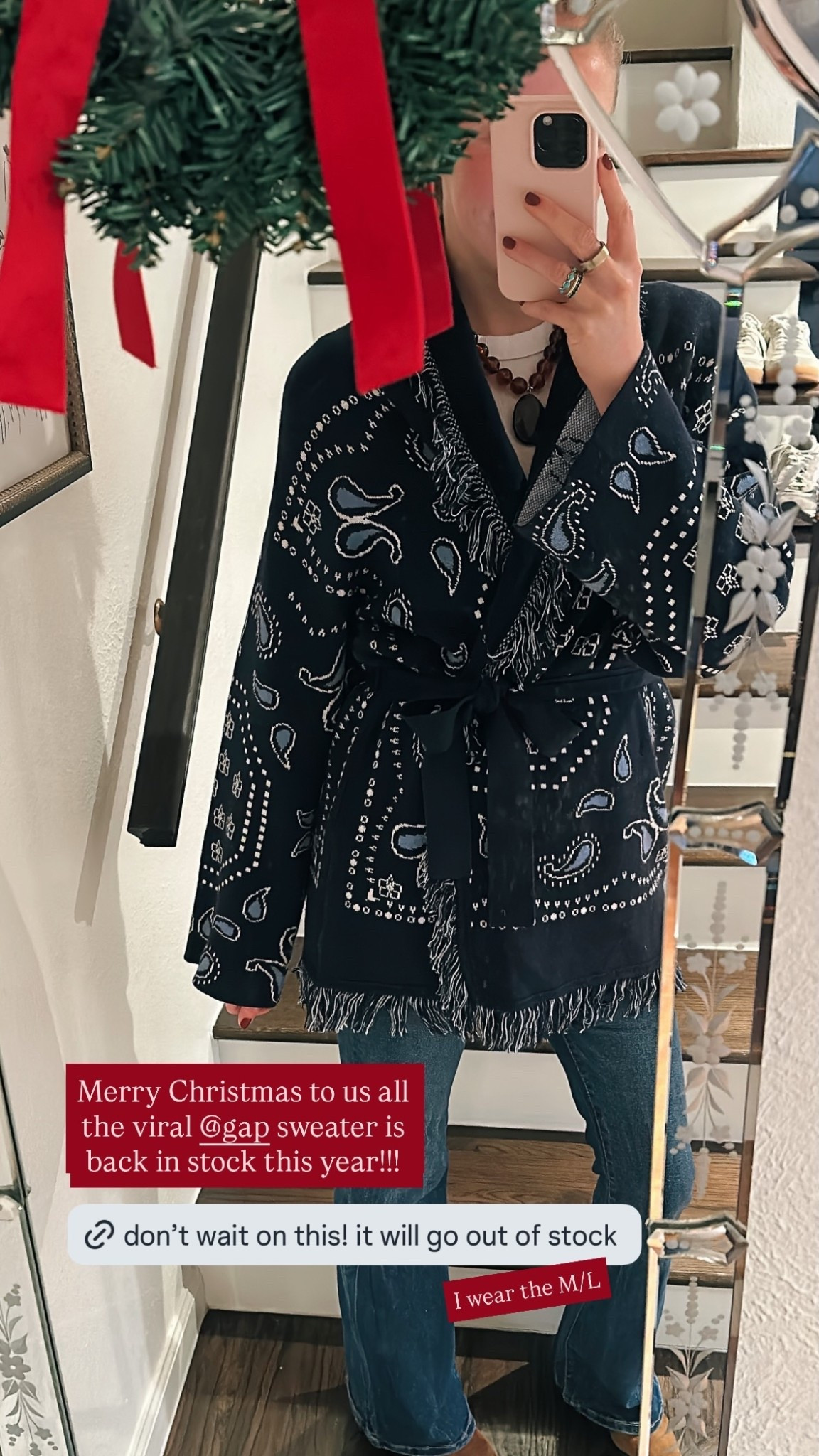 Merry Christmas to us all the viral @gap sweater is back in stock this year!!! I wear the M/L