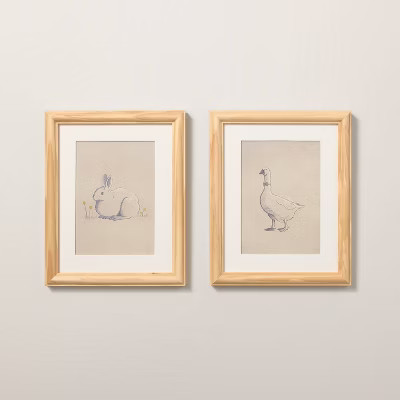 8"x10" Bunny and Duck Sketch Framed Wall Art (Set of 2) - Hearth & Hand™ with Magnolia | Target