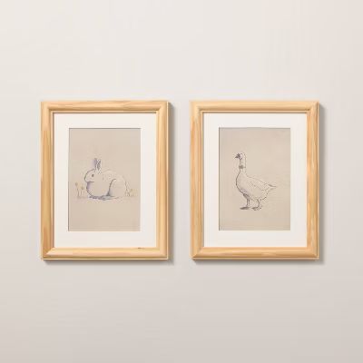 8"x10" Bunny and Duck Sketch Framed Wall Art (Set of 2) - Hearth & Hand™ with Magnolia | Target