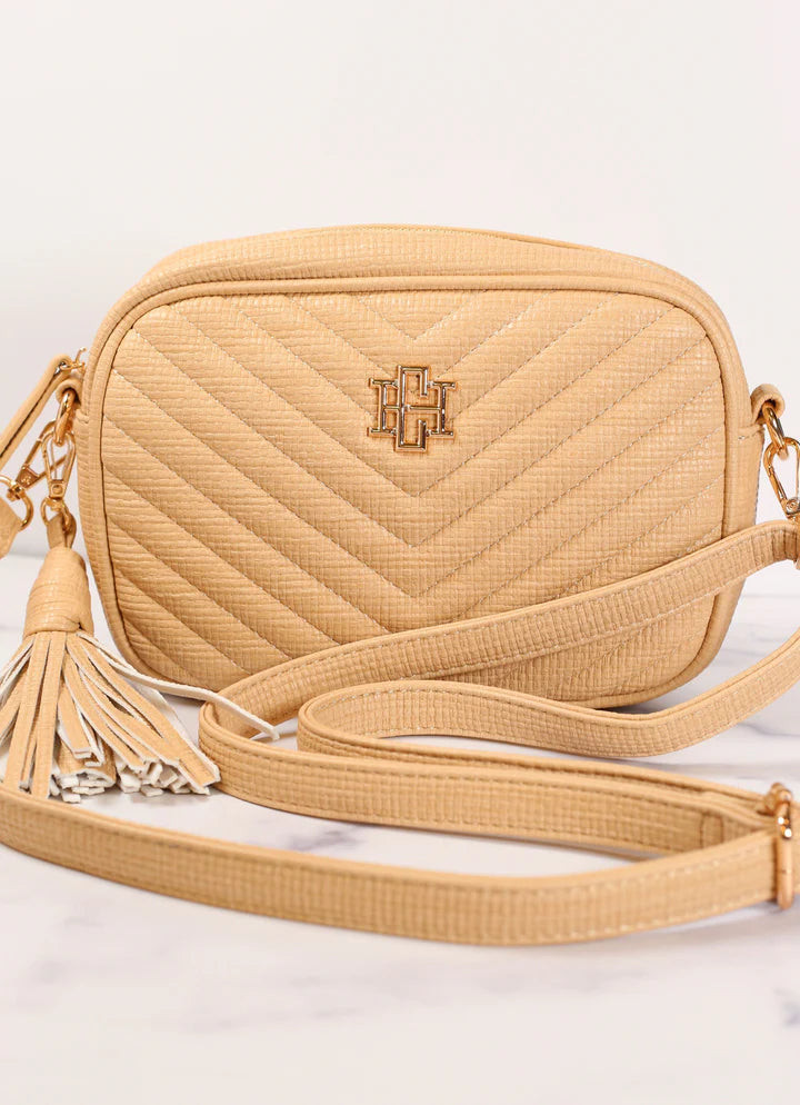 Margoe Woven Tan Camera Bag | Caroline Hill