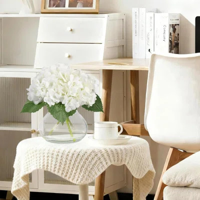 Blue Artificial Hydrangea In Glass Vase With Faux Water For Home & Wedding Decor | Wayfair North America