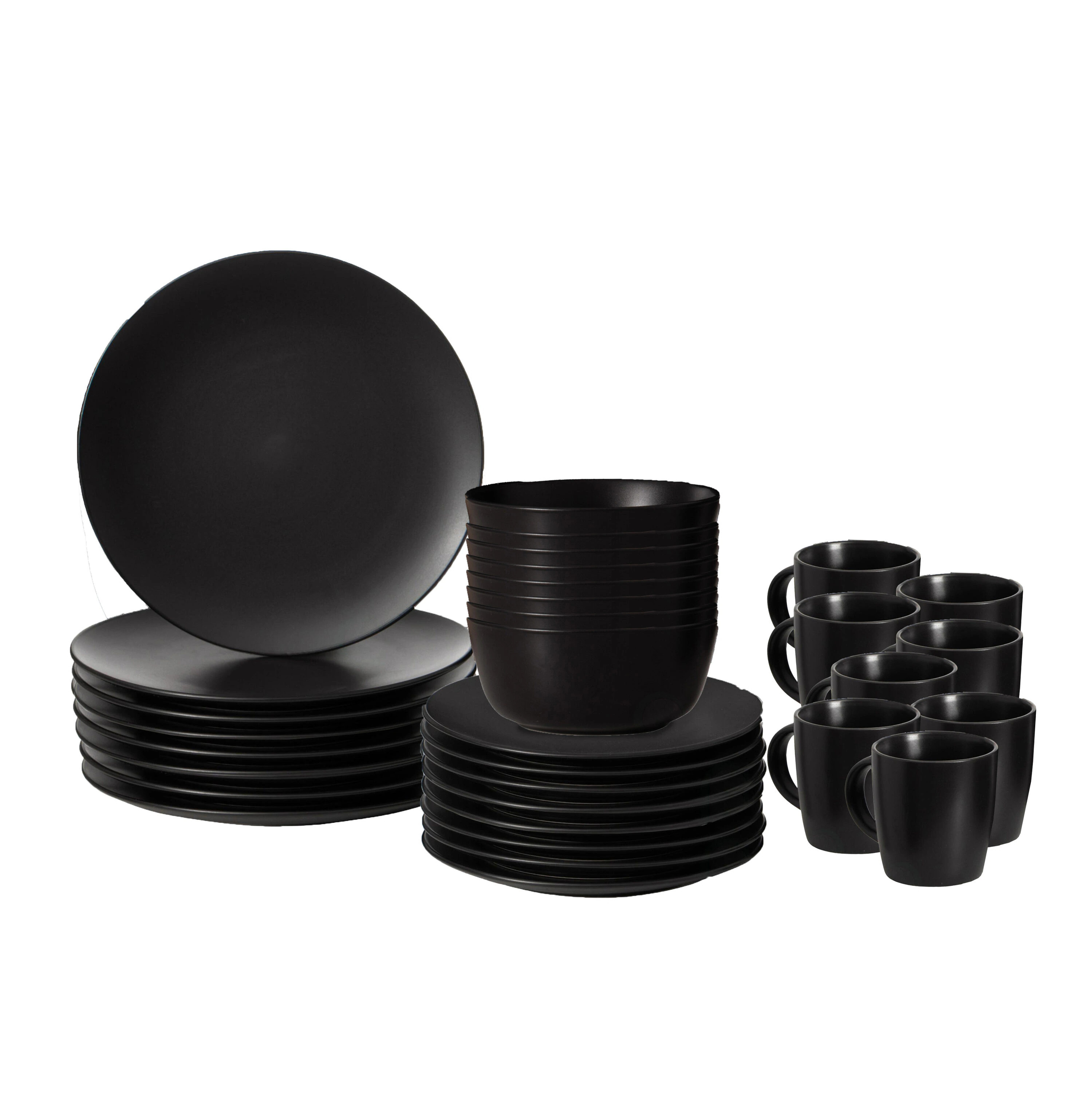 DINEWARES 32 -Piece Black Ceramic Dinnerware | QI004501.2 | Lowe's