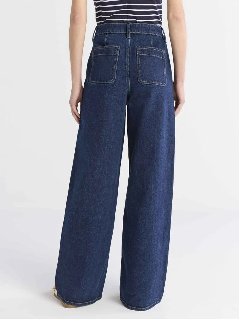 Free Assembly Women's and Women's Plus Wide Leg Jeans with Patch Pockets, 30" Inseam for Regular,... | Walmart (US)