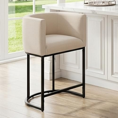 HNY Modern Counter Height Linen Fabric Upholstered Counter Stool, 24 Inch Kitchen Island Stool wi... | Amazon (US)